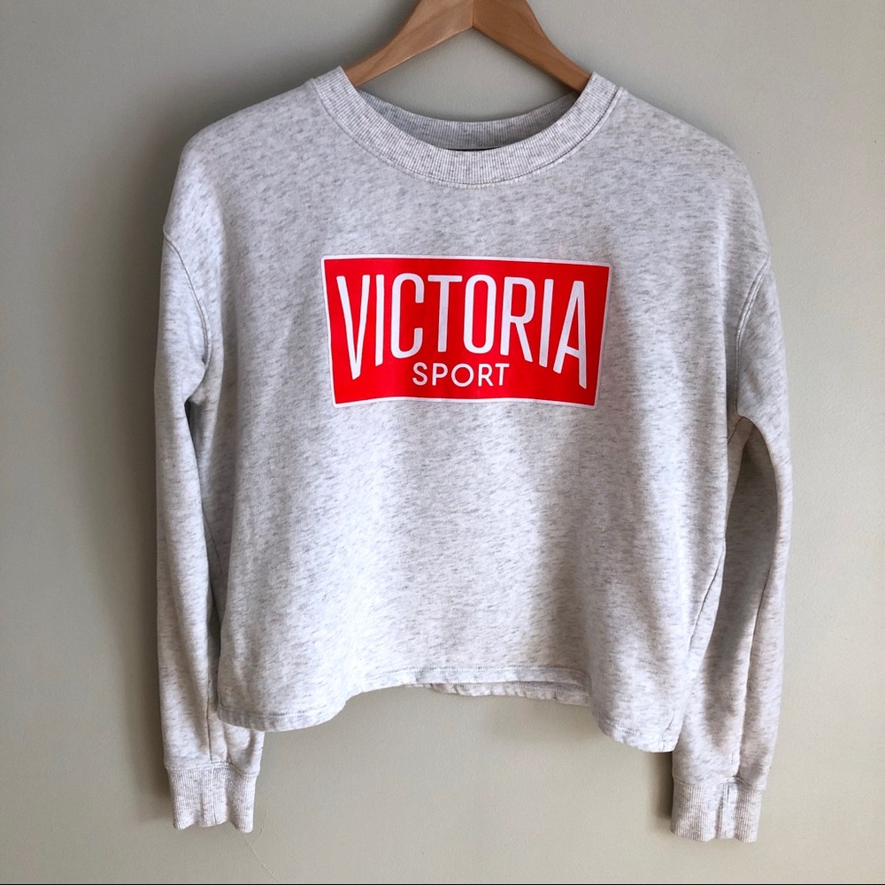 Victoria Sport Gray Crewneck Cropped Sweatshirt